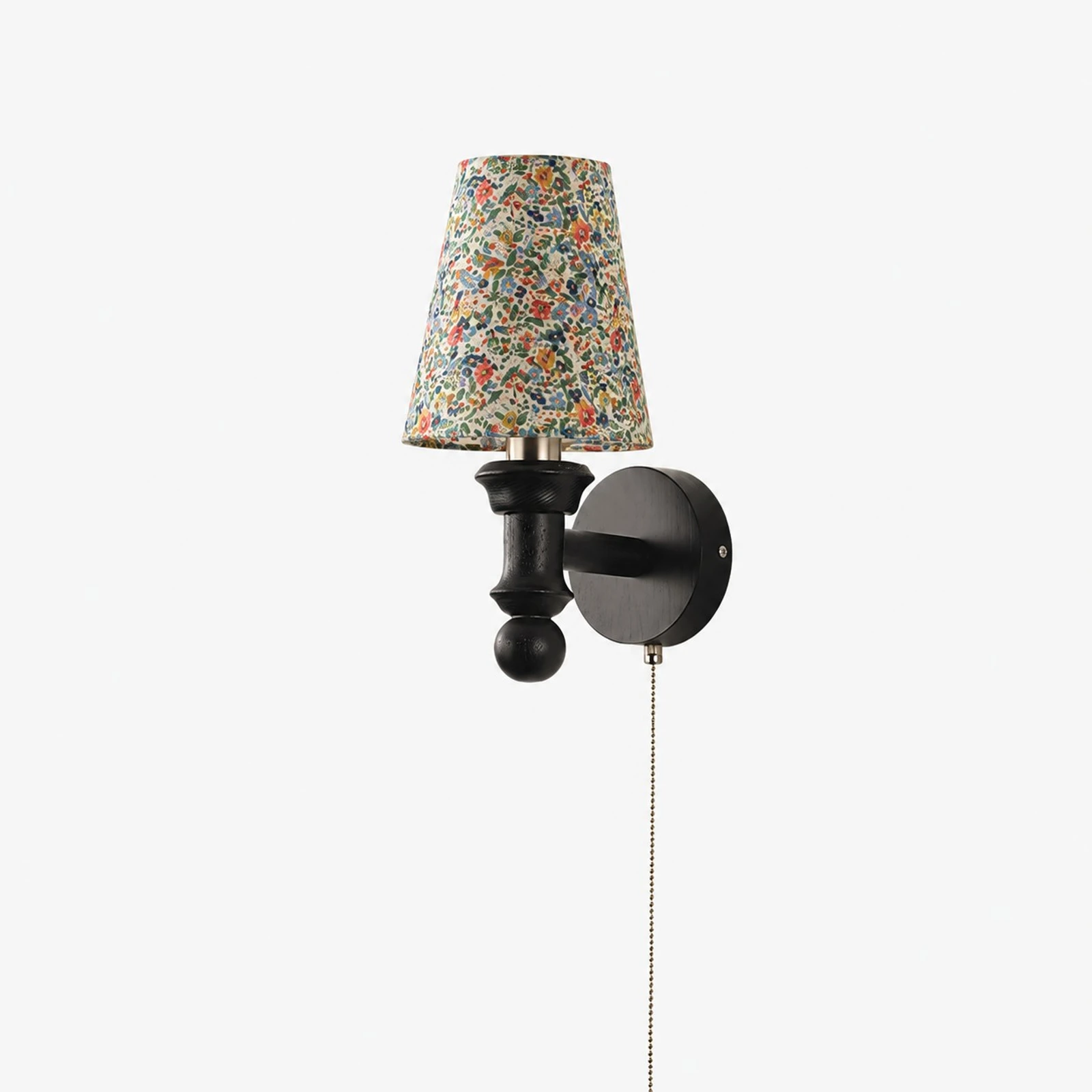 Black finish floral shade wall sconce