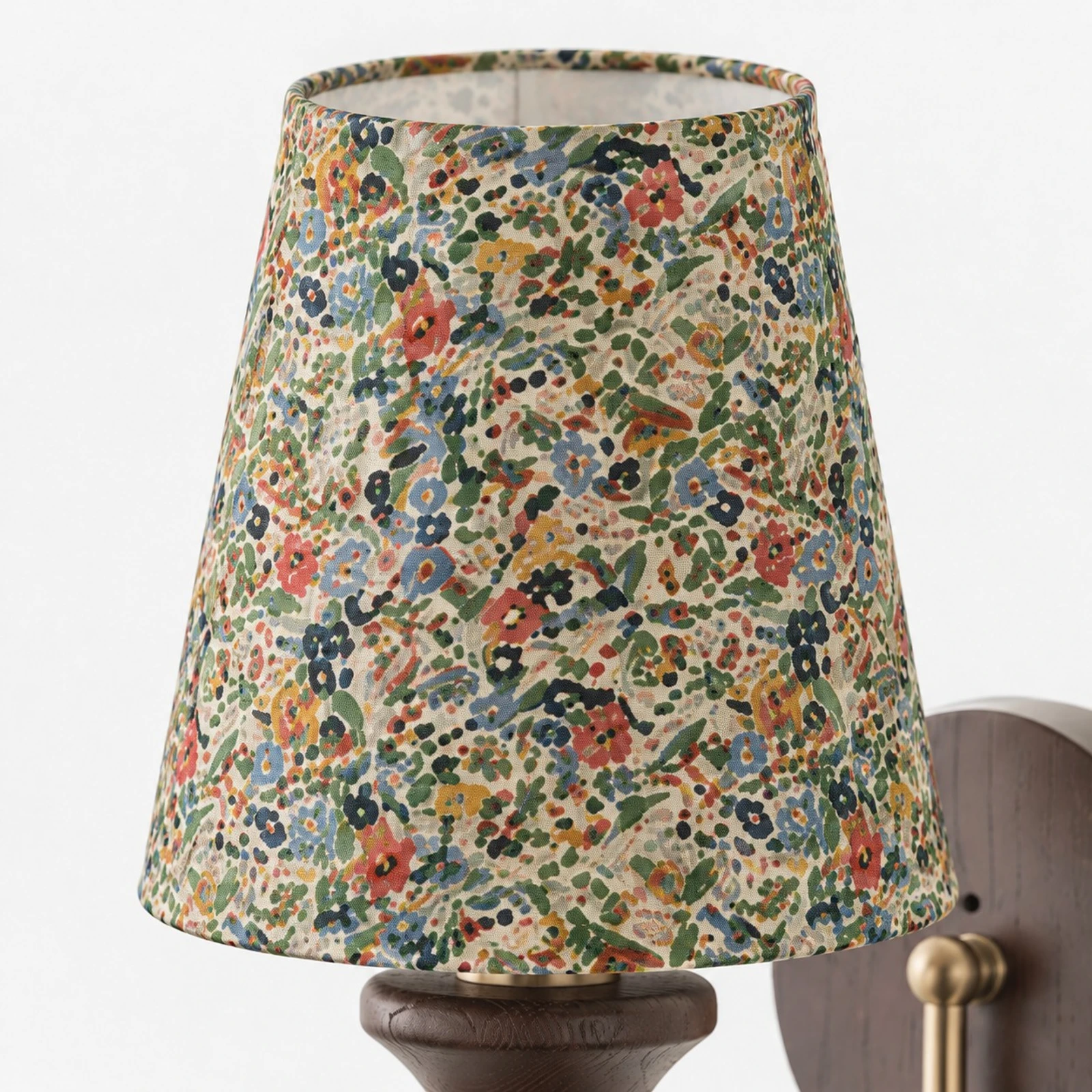 Close detail of floral fabric shade