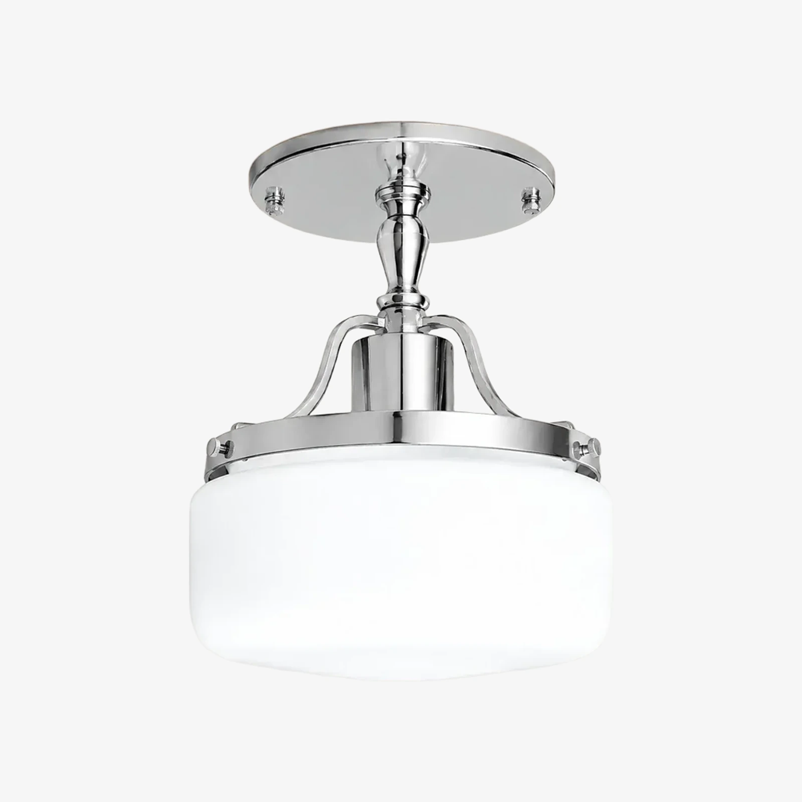 Chrome milk glass ceiling light