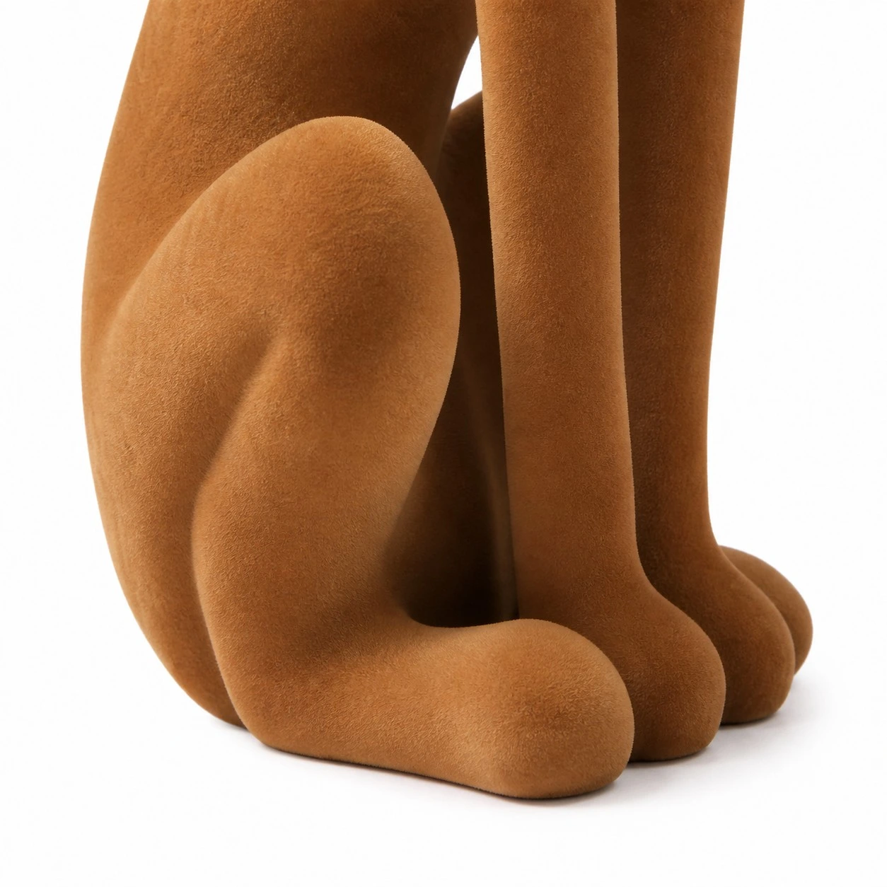 Rounded paws and flocked finish detail