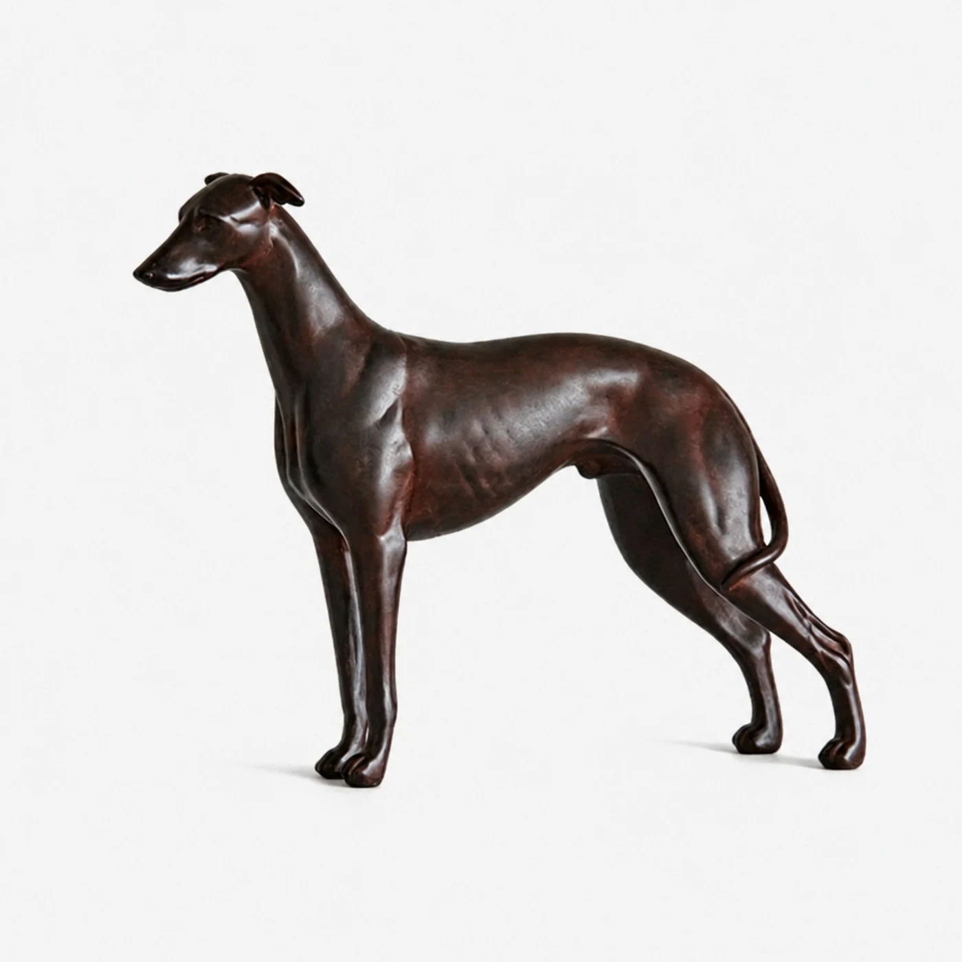 Vintage bronze standing Levriero dog table sculpture