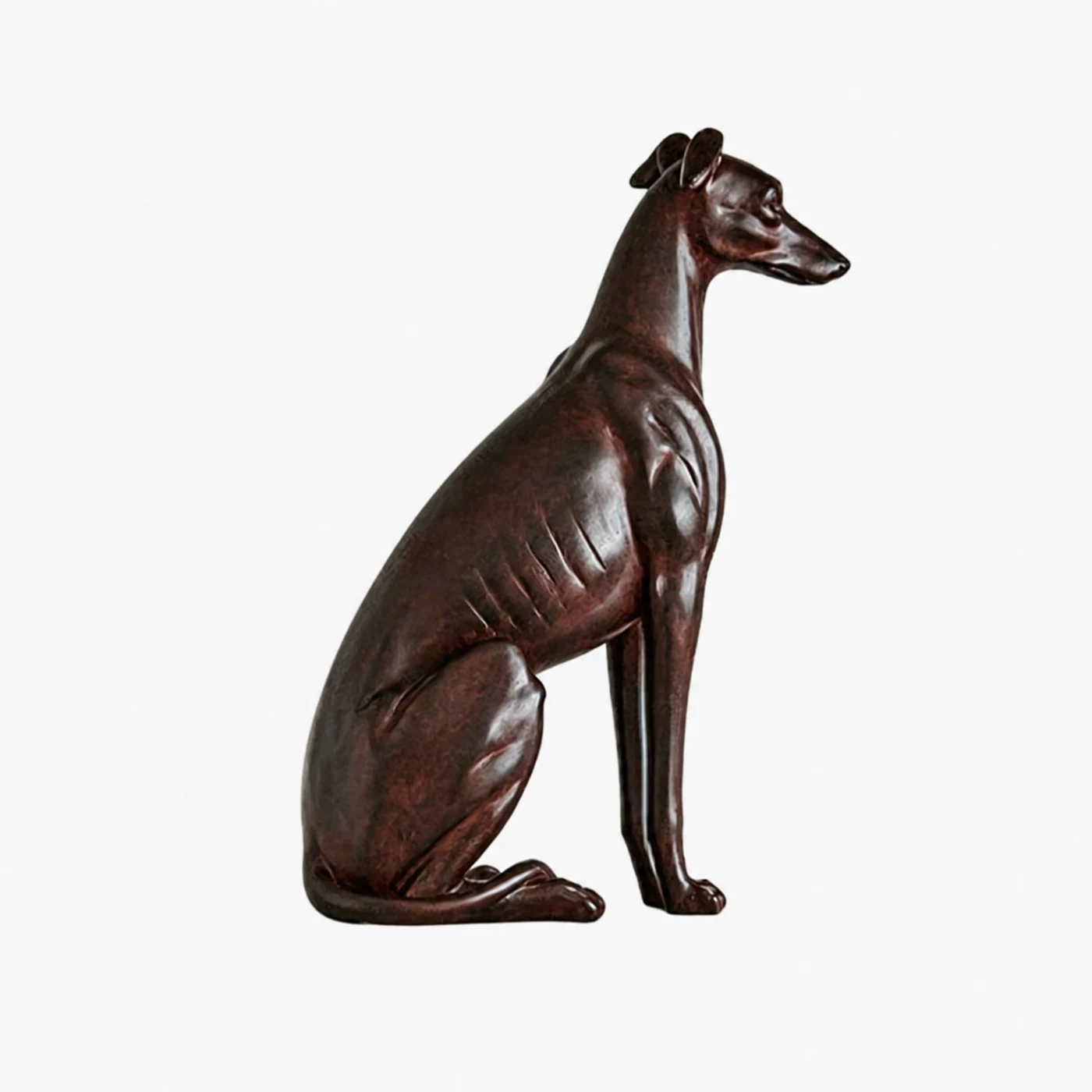 Vintage bronze sitting Levriero dog table sculpture