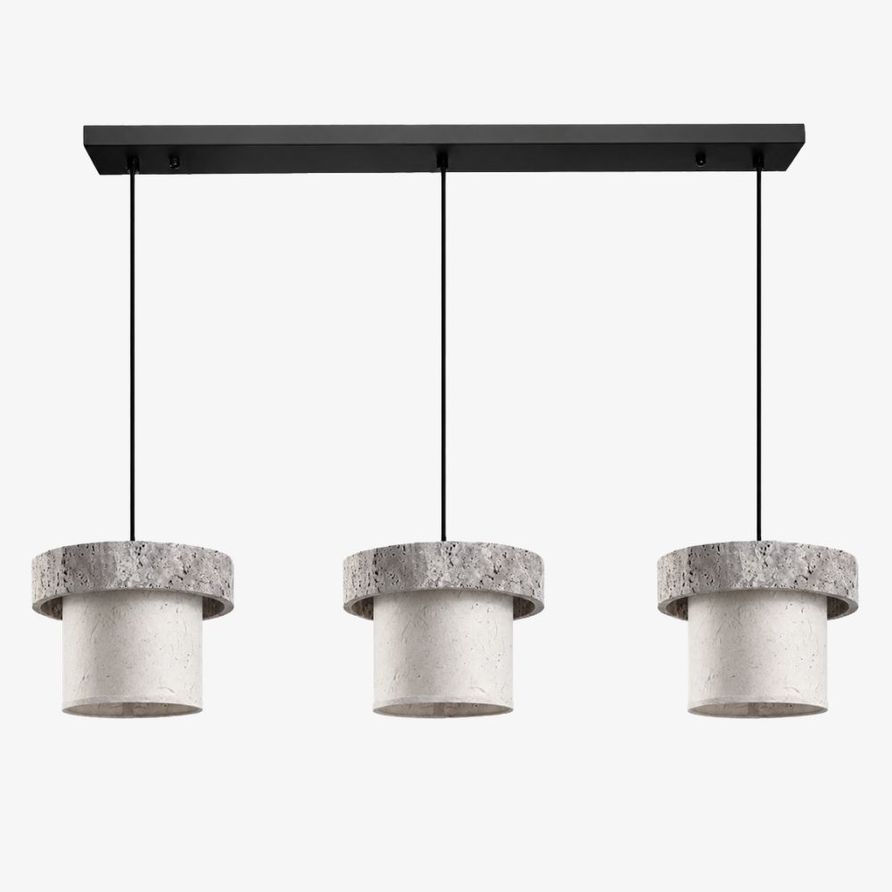 Style D gray travertine stone pendant light with three heads