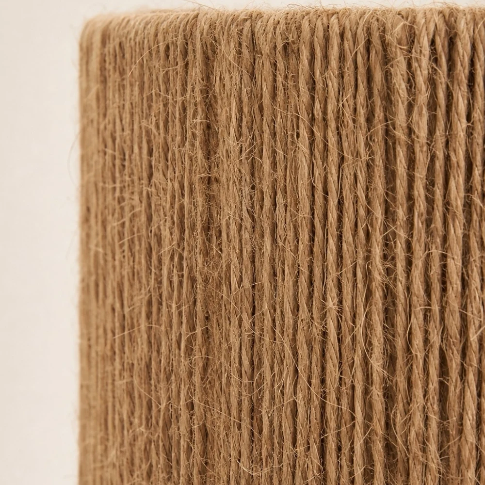 Close detail of hemp rope woven lamp shade texture