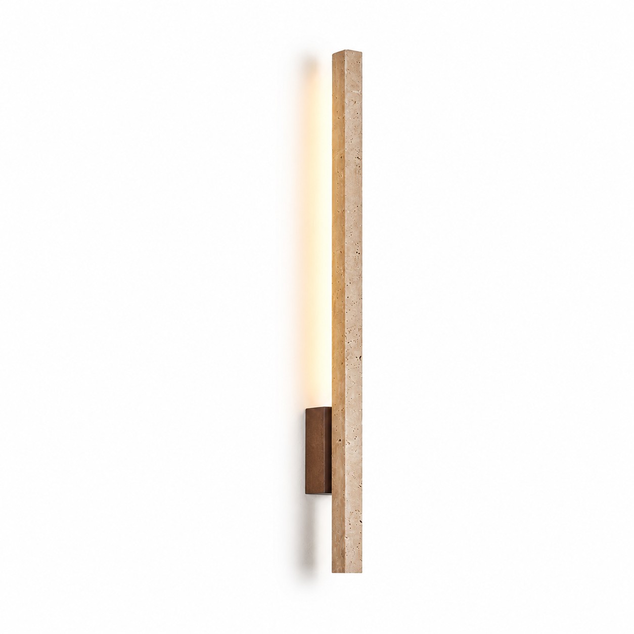 Linear Travertine And Wood LED Wall Light