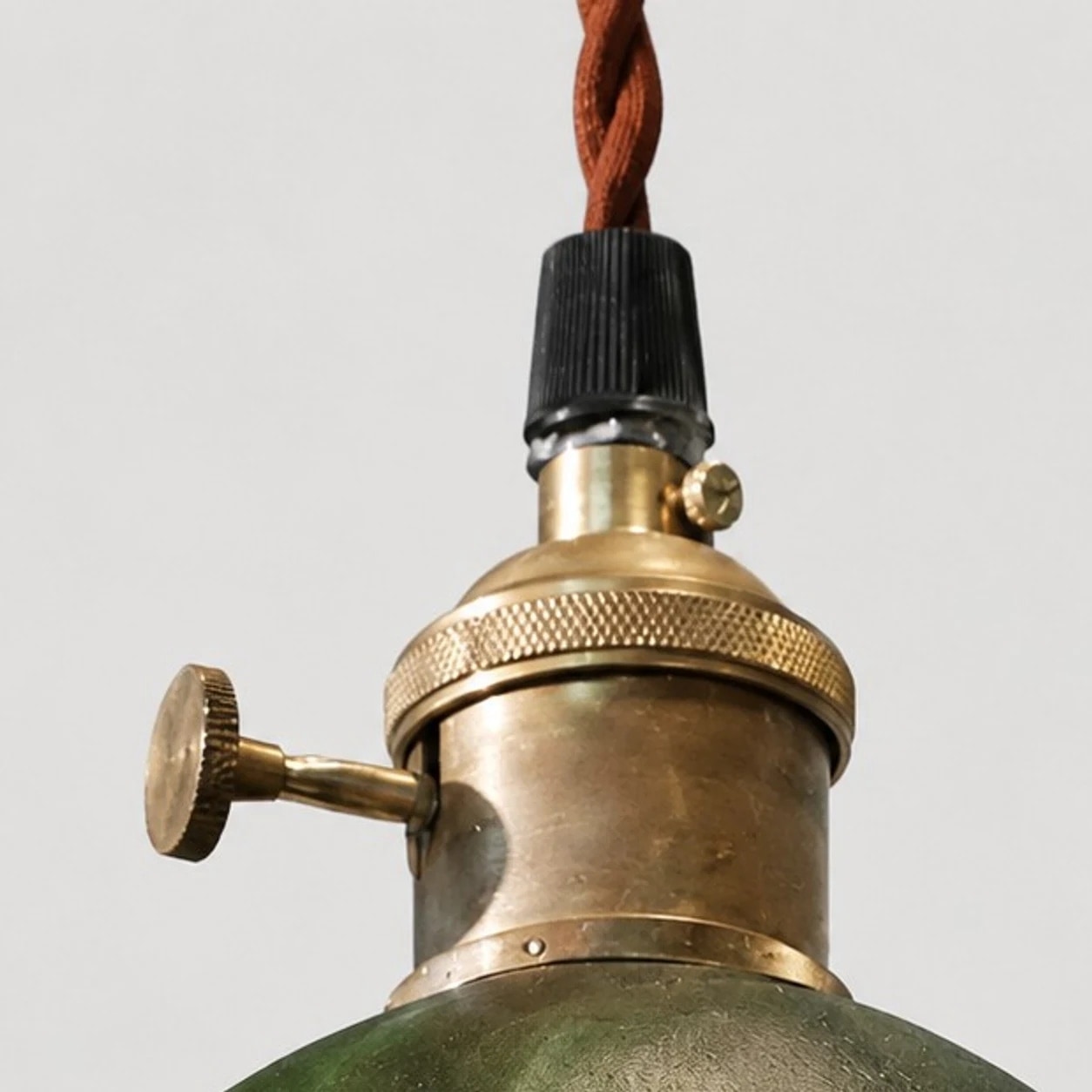 Brass socket hardware detail of pendant light