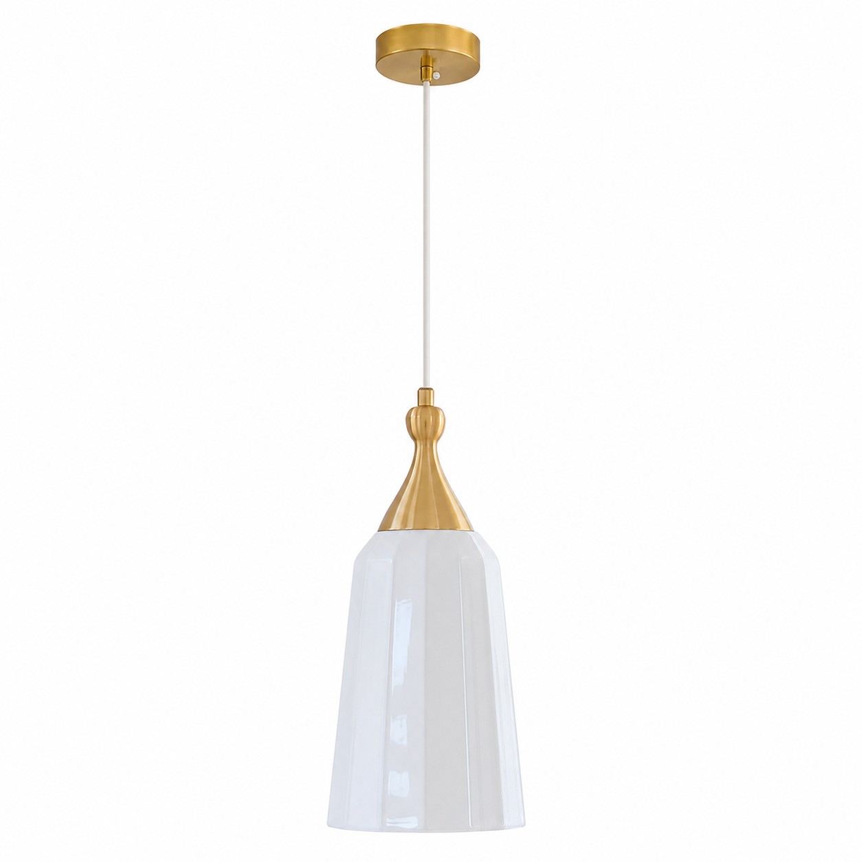 Tall fluted white ceramic pendant chandelier