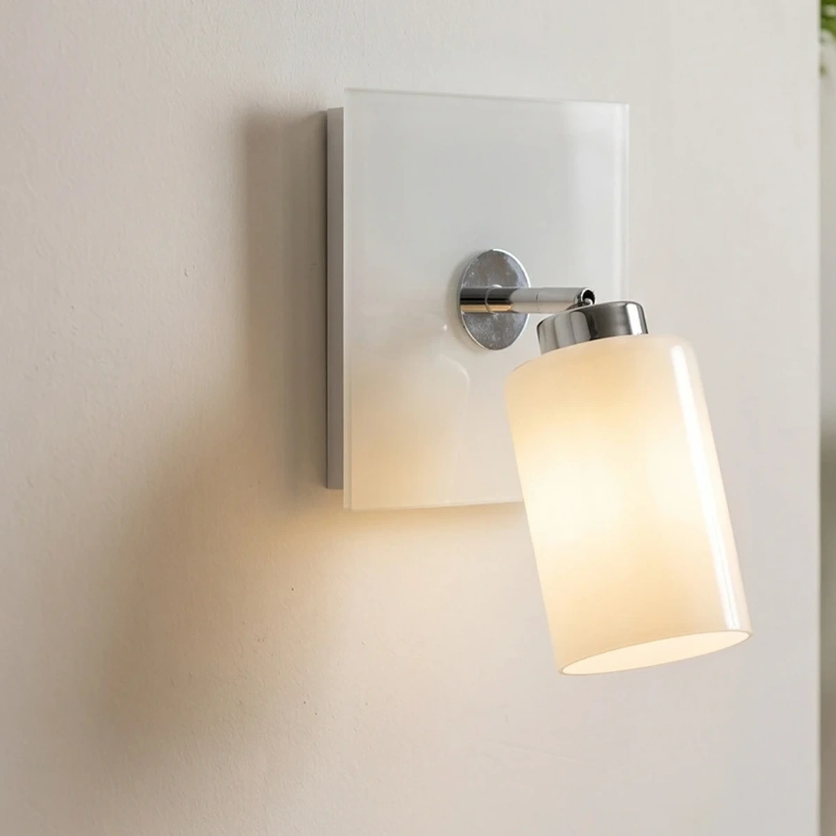 White Bauhaus glass wall sconce