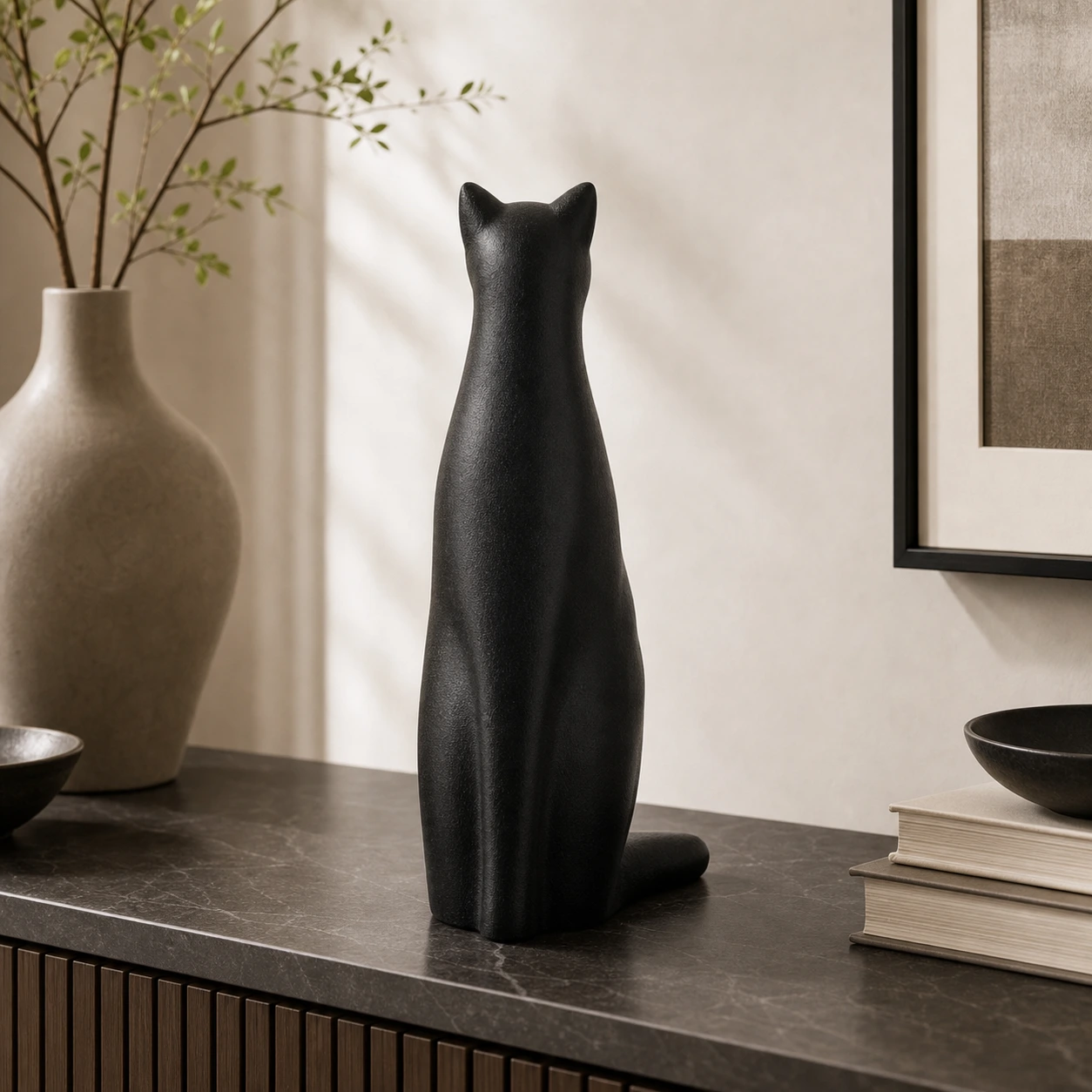 Style A modern cat tabletop ornament in home decor scene
