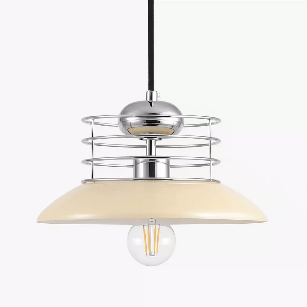 Beige glass shade retro UFO pendant light
