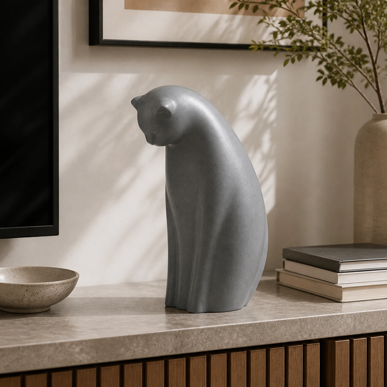 Style E modern cat tabletop ornament in home decor scene