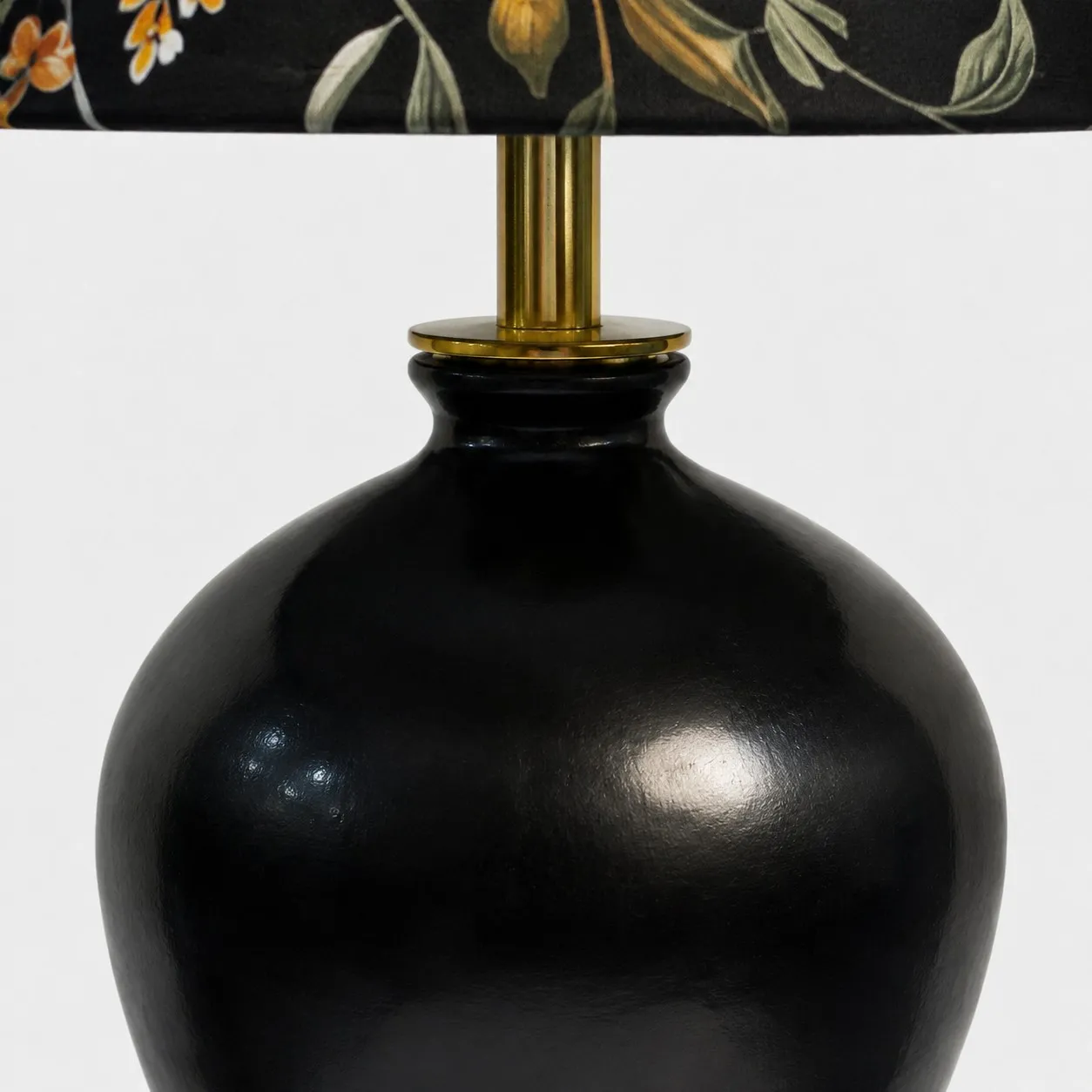 Close view of table lamp neck and base
