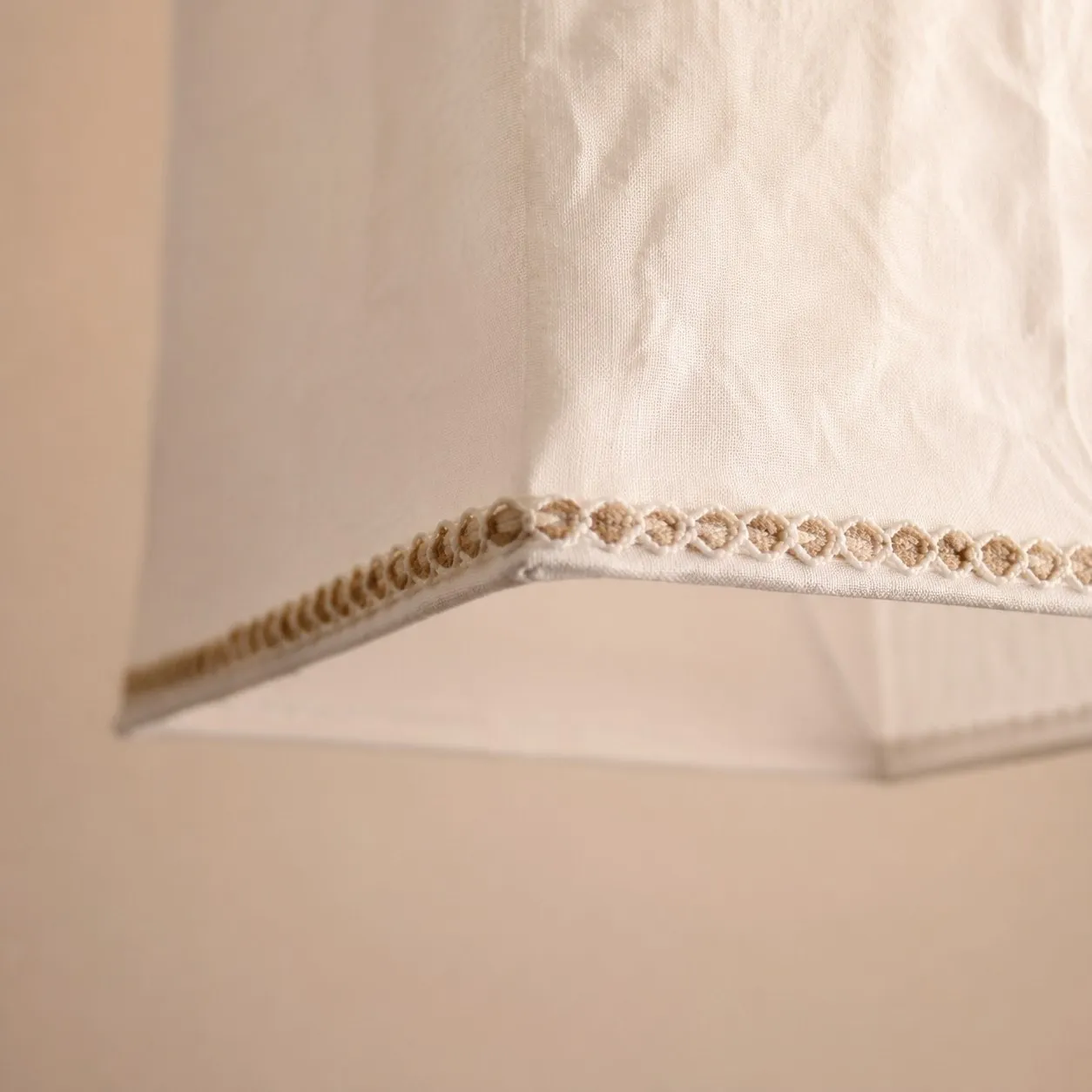 Close view of the decorative lower shade trim